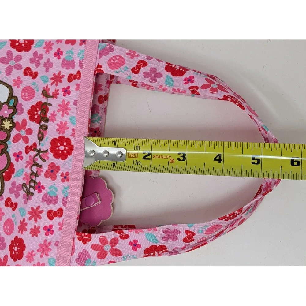 Sanrio Hello Kitty Hand Bag Purse Small Canvas Tote Pink Floral Flowers Kawaii